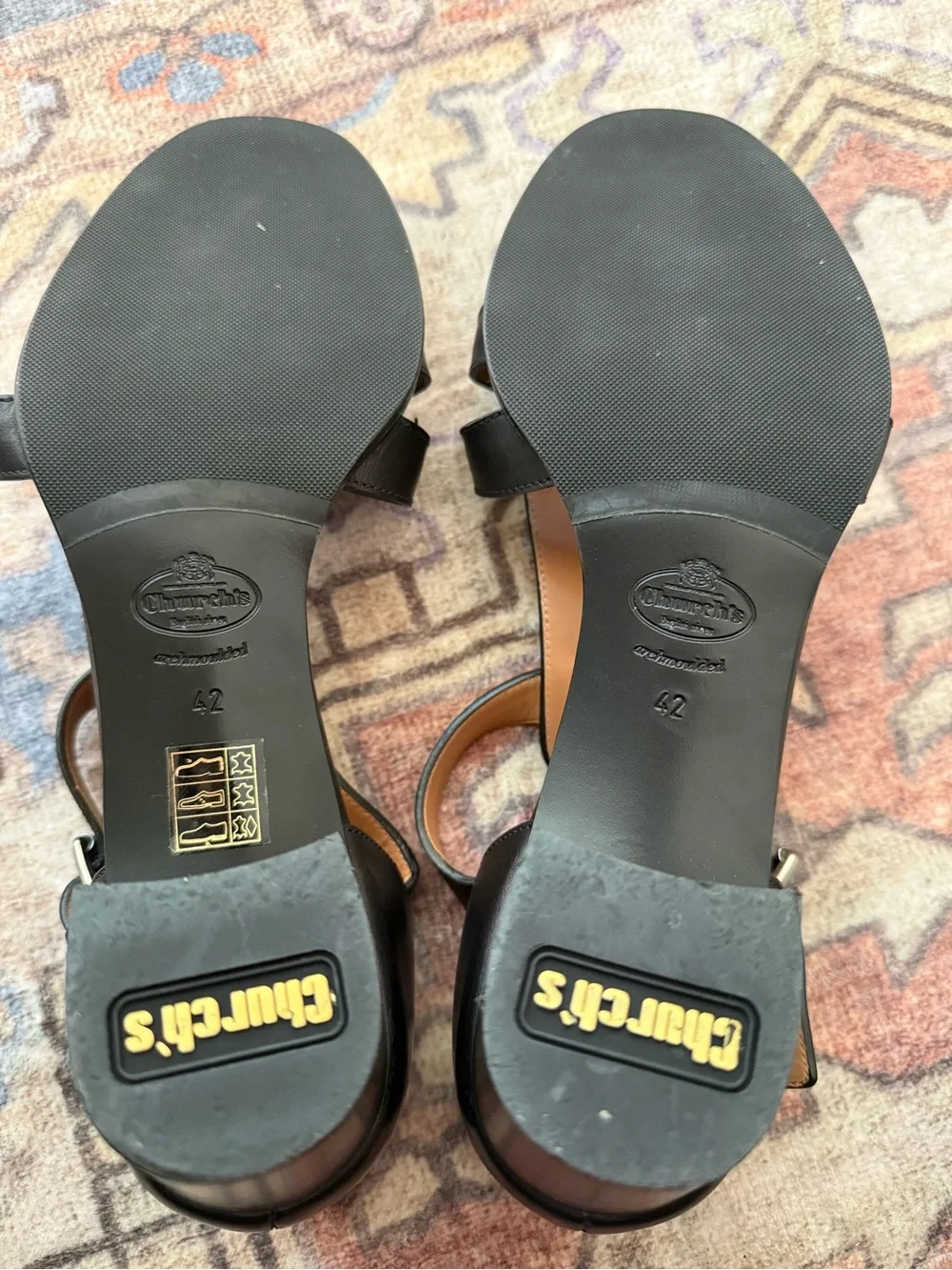 Church’s Women’s Black Kelsey 50 Leather Heeled Sandals EU 42 US 10.5–11